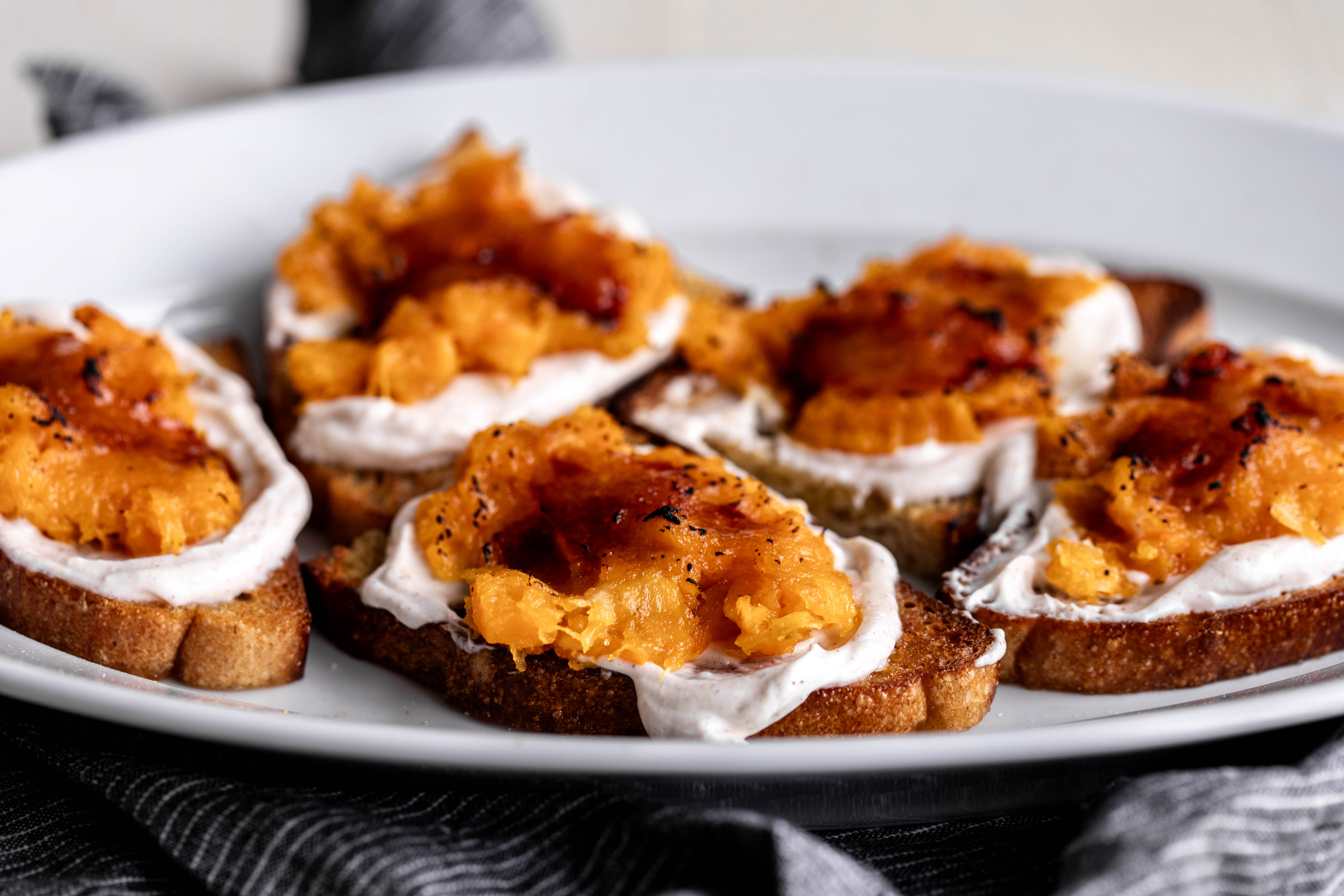 Bruléed Butternut Squash Toasts with Whipped Ricotta