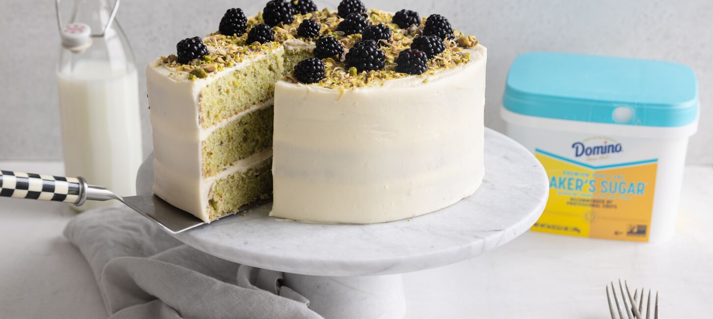 Pistachio Cake with White Chocolate Frosting