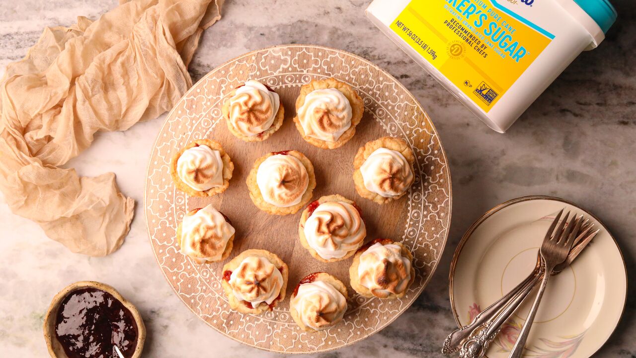 Cherry Jam Meringue Tartlets